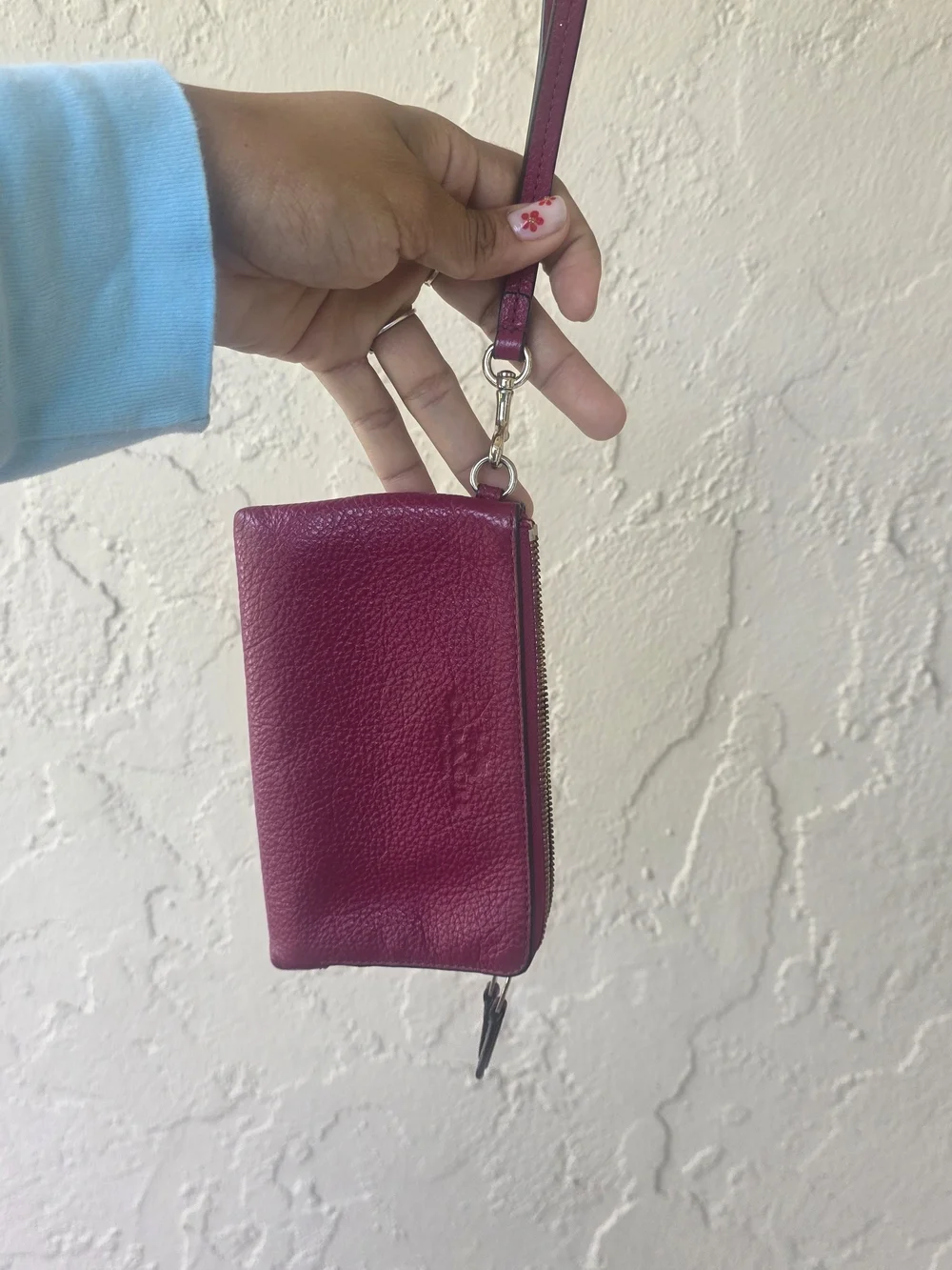 Leather Wristlet Wallet - Fuchsia